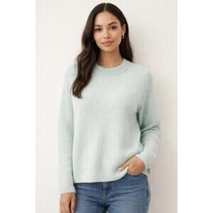 White + Warren Cashmere Fisherman Rib Crewneck Pale Jade